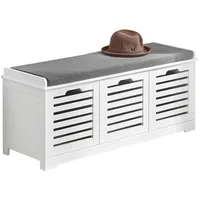 SoBuy Schuhbank Weiß Holzwerkstoff 105x43x35 cm Garderobe, Garderobenbänke, Schuhbänke