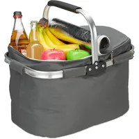Relaxdays Einkaufskorb mit Kühlfunktion, faltbar, Deckel, Henkel, 27 Liter,