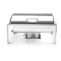 HENDI Chafing Dish, Spiegelglanz, Inkl. zwei Brennpastenbehälter, einer Lebensmittelpfanne,