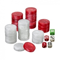 Philos 4108 - Backgammon Spielsteine+Würfel, Turnier, rot/weiß, 40 x