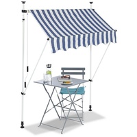Relaxdays Klemmmarkise blau/weiß 150,0 x 120,0 cm