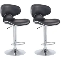 CLP 2er Set Barhocker Las Vegas Kunstleder schwarz/chrom