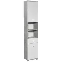 BASIC by Balculina Hochschrank Weiß Hochglanz, Kunststoff, 5 Fächer,