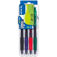 Pilot Pen PILOT G2 Gelschreiber-Set schwarz/transparent, blau/transparent, rot/transparent, grün/transparent
