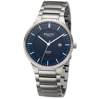 REGENT Herren Solaruhr - Titanuhr - Herrenuhr - Silber/Blau