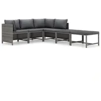 VidaXL 6-tlg. Garten-Lounge-Set mit Kissen Poly Rattan Grau