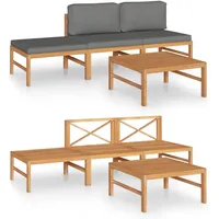 VidaXL Garten-Lounge-Set 4-tlg. grau Teak