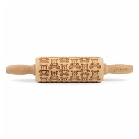 Folkroll Teigroller FOLKROLL "3D-Motiv-Teigrolle", braun, L:23cm, Massivholz, Teigroller, Teddybären