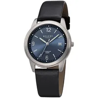 REGENT Herren Uhr F-682 Leder Quarzwerk Armband-Uhr schwarz D2URF682