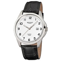 REGENT Herren-Armbanduhr schwarz Analog F-913 Leder-Armband D2URF913 - Schwarz