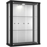 K-Möbel Hängevitrine Glas, 2 Fächer, Rechteckig, 60x80x25 cm, Wohnzimmer,