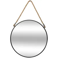Atmosphera - Runder Metallspiegel mit Seil schwarz 55 cm