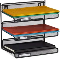 Relaxdays Briefablagen-System schwarz, 3 Fächer