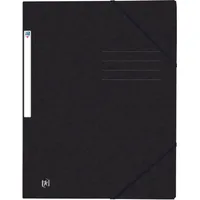 Oxford Eckspannmappe DIN A4 390g, schwaz 3 Einschlagklappen, Gummiband,