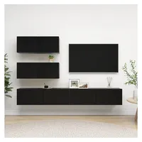 VidaXL 4-tlg. TV-Schrank-Set Schwarz Holzwerkstoff