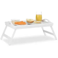 Relaxdays Klappbares Betttablett weiß Weiß