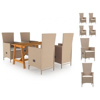 VidaXL  Polyrattan Garten-Essgruppe 5-tlg. beige 3068759
