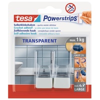 Tesa Powerstrips Haken transparent/weiß, 2