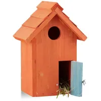 Relaxdays Nistkasten Häuschenform farbig Orange
