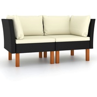 VidaXL Ecksofas 2 Stk. schwarz/cremeweiß