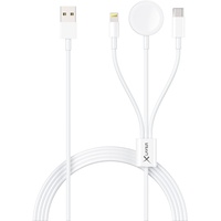 Xlayer 3-in-1 Multifunktions-Kabel mit Lightning/Wireless/USB-C 1.5m weiß