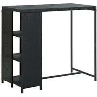 VidaXL Bartisch mit Regal Schwarz 120x60x110 cm Poly Rattan
