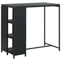 VidaXL Bartisch mit Regal Schwarz 120x60x110 cm Poly Rattan