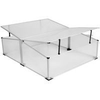 LINDER EXCLUSIV Frühbeet mit Doppeldach Aluminium-Rahmen PC-Scheiben ca.120x100x40/30cm