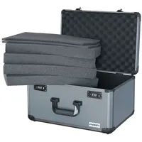 HMF 14412-02 Alu Fotokoffer, Miniaturenkoffer mit Rasterschaumstoff, 46 x