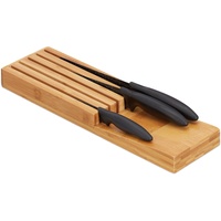 Relaxdays Messerorganizer Bambus für 5 Messer, Messereinsatz für Schublade,
