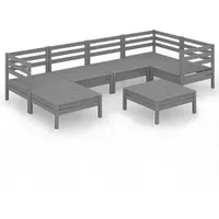 VidaXL Garten-Lounge-Set 7-tlg. Massivholz Kiefer grau
