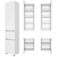 Lomadox Badezimmer Hochschrank weiß Badschrank Seitenschrank 40cm 2 Türen