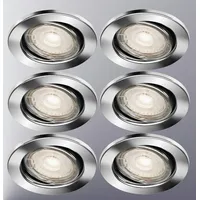 Trango 6er Set LED Einbaustrahler in Chrom Rund 6729-068MCOB