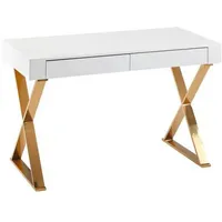 Wohnling Schreibtishc 118 cm weiß hochglanz Schreibtisch weiß rechteckig,