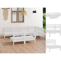 VidaXL Garten-Lounge-Set 7-tlg. Massivholz Kiefer weiß