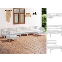 VidaXL Garten-Lounge-Set 7-tlg. Massivholz Kiefer weiß