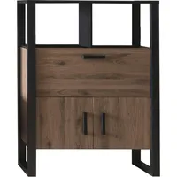HOMETREND Barschrank II Nordi - Okapi Nuss / Schwarz