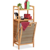 Relaxdays Badregal mit Wäschekorb, herausnehmbare Faltbox aus Stoff, Regal