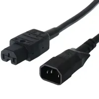 Bachmann Netzkabel Kaltgerätestecker-Stecker auf Warmgeräte-Kupplung, IEC320 C14/C15, schwarz, 1,0
