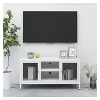 VidaXL TV-Schrank Weiß 105x35x52 cm Stahl und Glas