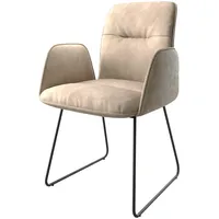 DeLife Esszimmerstuhl Vinja-Flex Mikrofaser Beige Vintage Kufengestell Schwarz