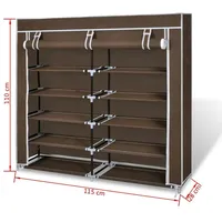 VidaXL Schuhschrank mit Abdeckung Stoff 115x28x110cm Braun Schuhregal Schuhablage