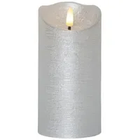 Star Trading Rustik LED Echtwachs Stumpenkerze 15 cm silber
