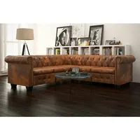 VidaXL Chesterfield Sofa 5-Sitzer Kunstleder Braun