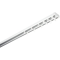 GARDINIA Aluminium-Vorhangschienen-Set Lara, Komplett-Set mit 2-läufiger Schiene, Ausziehbar, Weiß,