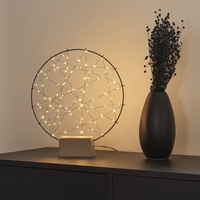Konstsmide LED Metallsilhouette kleiner Ring mit Holz-Fuß, schwarz,