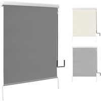 Woltu Senkrechtmarkise Balkonmarkise mit Handkurbel dunkelgrau 100x140 cm
