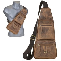 GREENBURRY Vintage Umhängetasche Leder 20 cm Braun