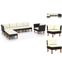 VidaXL Polyrattan Lounge-Set 7-tlg. schwarz