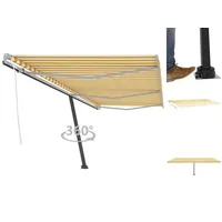 VidaXL Einziehbarmarkise inkl. Pfosten 600 x 350 cm gelb/weiß